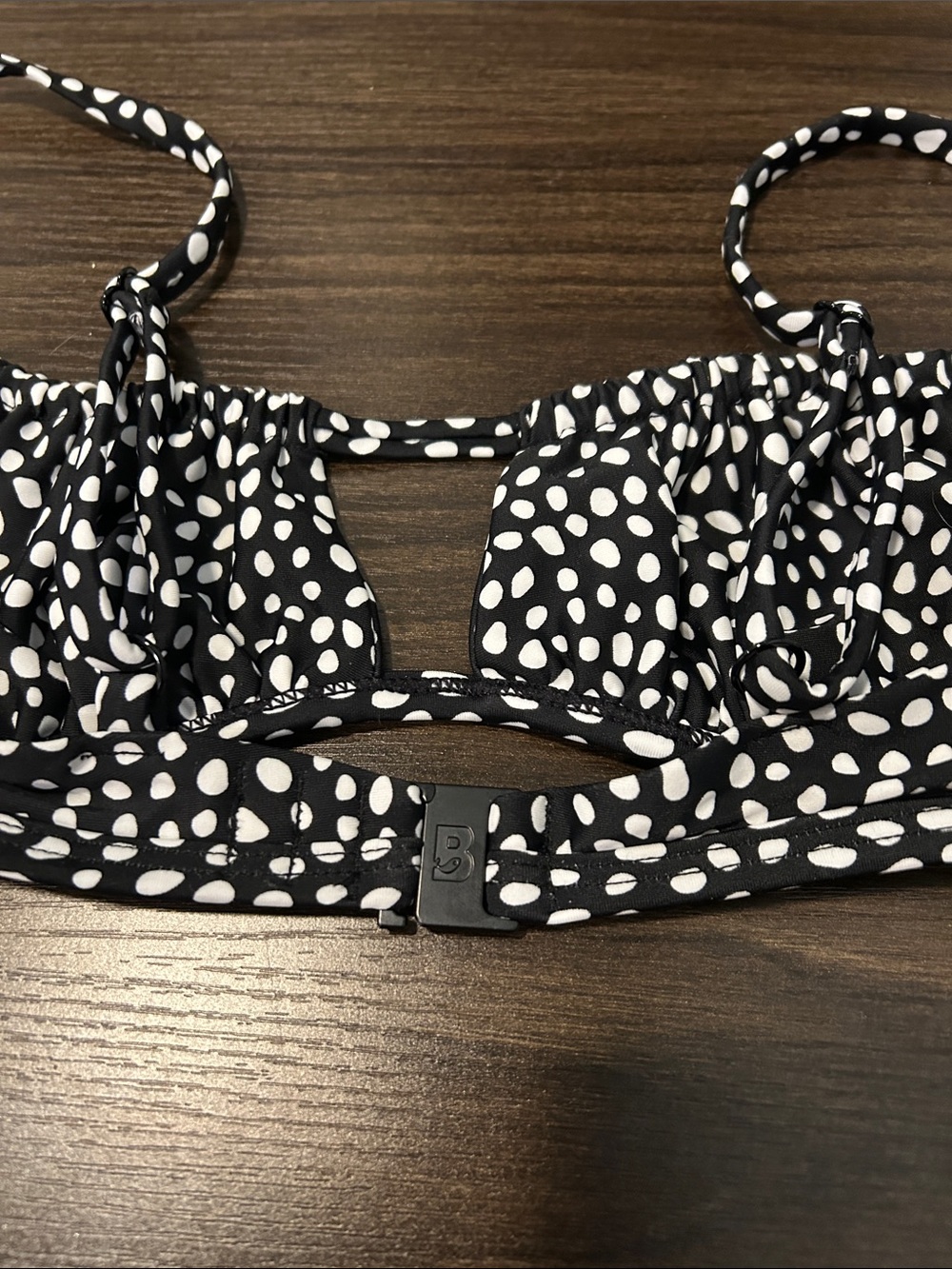 Blackbough Black & White Polka Dot Cutout Bikini Top - Picture 4 of 5